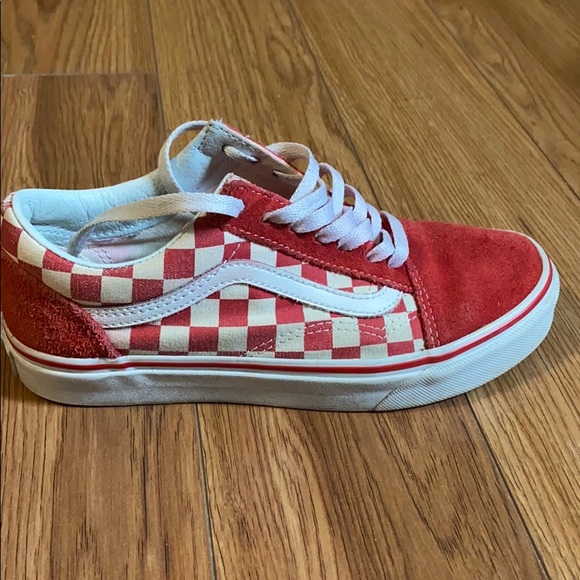 red checkered velcro vans